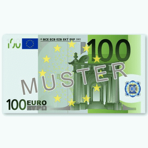 100 € Verrechnungsscheck